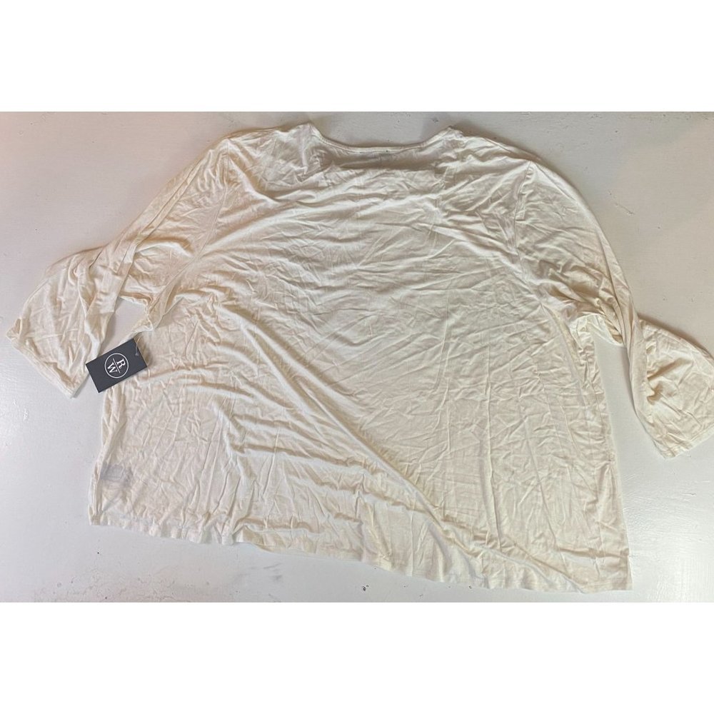 Women's Plus Ryan Wythe 5X Blouse Top Shirt White Pearls 3/4 Sleeves NEW NWT